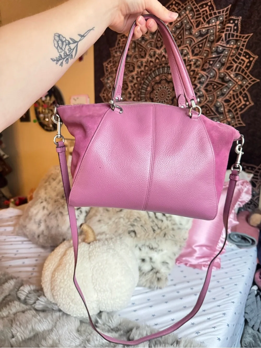Coach pink leather prairie satchel handbag/crossbody